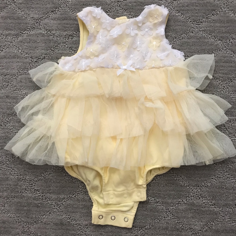 Little Me yellow onesie baby dress